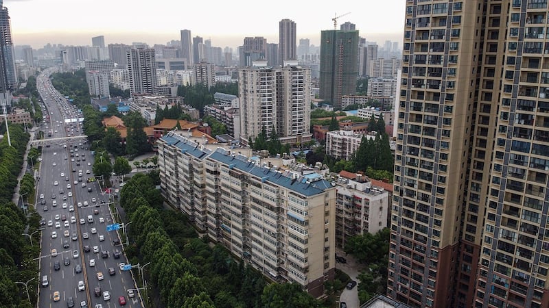 武汉市鸟瞰图。(法新社)